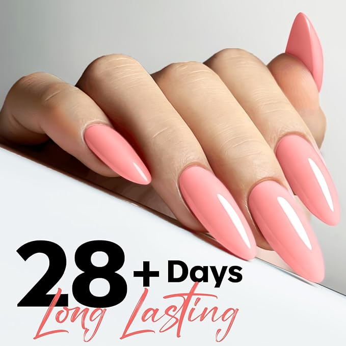 modelones Pink Gel Nail Polish Coral Pink Peach Gel Nail Polish Summer Vibrant Fluorescent Polish Soak Off LED Nail Art DIY Nail Manicure 15ML