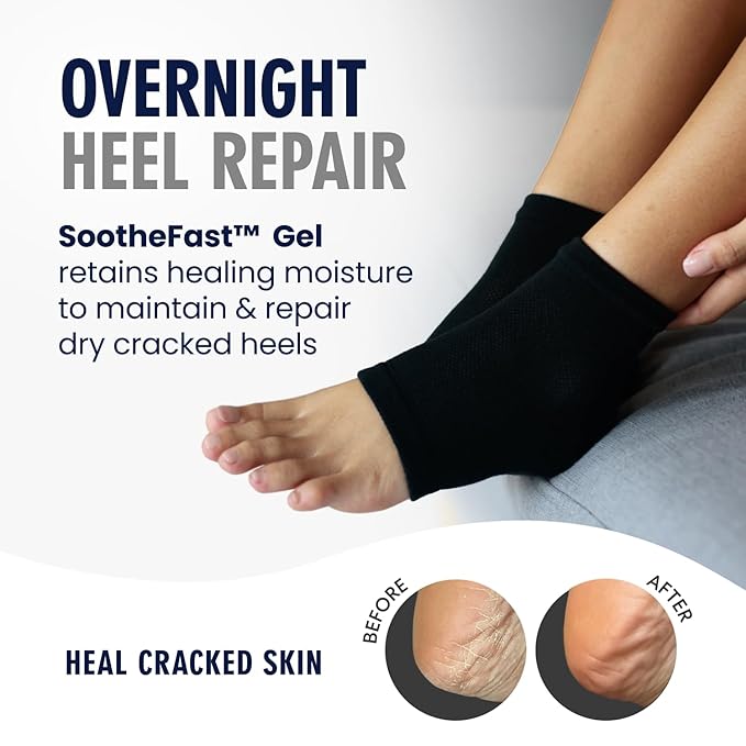 Dr. Frederick's Original Moisturizing Heel Socks for Dry Cracked Heels Treatment - Infused with Olive Oil, Jojoba Oil and Vitamin E - 2 Pairs - Valentines Day Gifts for Her & Him - Black Argan