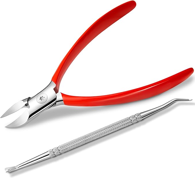 Treatonic Ingrown Toenail Clipper Removal Kit - Toenail Clippers for Thick, Fungal-Damaged, Curved Nails with Lifter & File, Long-Handle Pedicure Tools for Men, Women & Seniors