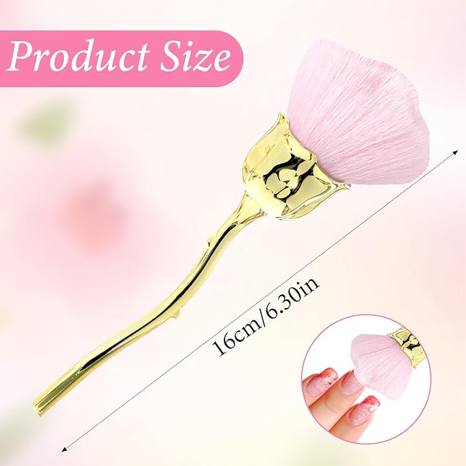 2PCS Nail Dust Brush Powder Remover Large Acrylic Nail Art Dust Brushes Rose-Shaped Fluffy Duster Brush for Nail Dust Collector Trimming Cleaning Makeup Brush Tools Pink Black