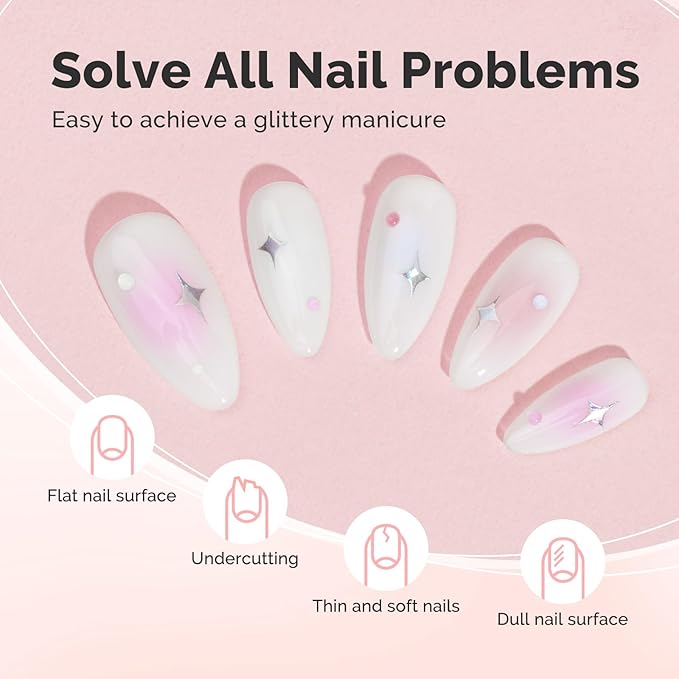 MelodySusie Milky White Builder Nail Base Gel for Nails Thickening, Soak Off UV Extension Gel, Rhinestone Nail Glue for Nail Art Design Salon DIY Manicure at Home Gift for Women-001