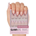Glamnetic Press On Nails - Rock Candy Fake Nails | Trendy Short Almond Nails with Metallic Chrome Pink French Tips | 15 Sizes - 30 Nail Kit with Glue