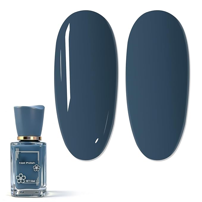 Deep Blue Nail Polish, 14 ML Quick Dry Nail Polish for Nail Art DIY Manicure at Home, Chip Resistant Nail Lacquer for Nail Art Varnish, Long Lasting, BOG124