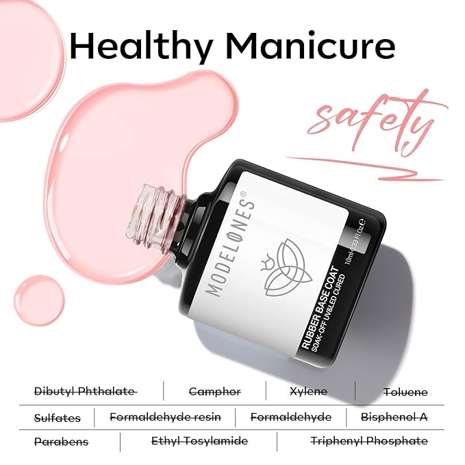 modelones Builder Rubber Gel Base Coat for Nails, Jelly Pink Rubber Base Gel Nail Polish for Strengthen Apex Building Extension Protect Weak Nails Long Last U V Manicure Gift for Women