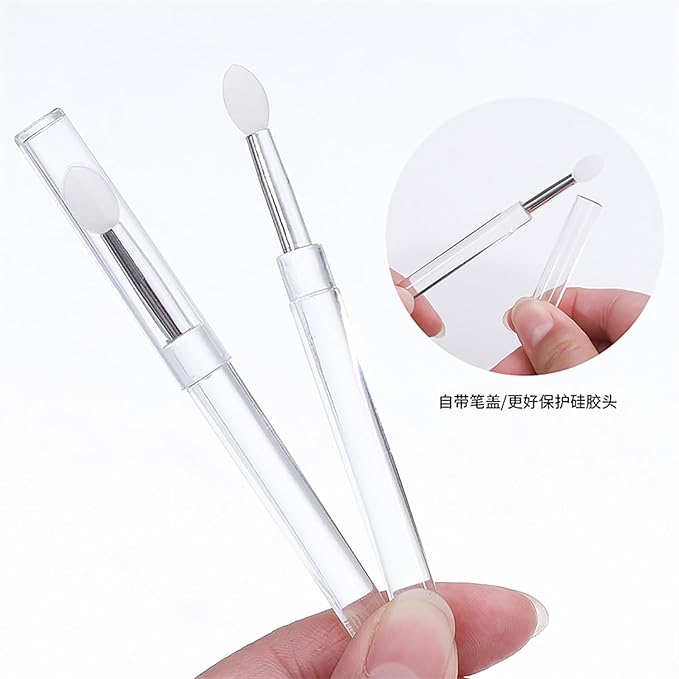 10pcs Silicone Nail Art Brushes Silicone Nail Brush Reusable Nail Brushes Chrome Nail Powder Applicator Lipstick Eyeshadow Applicator Pen Manicure Brushes Nail Art Tools