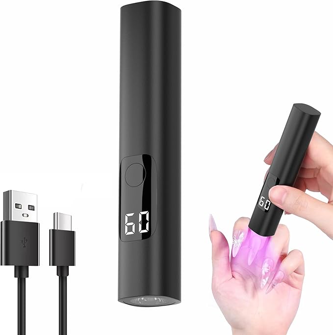 Handheld UV Light for Gel Nails, Rechargeable Mini Nail Lamp with LCD Display, Portable Cordless Nail Dryer for Home DIY Manicure Art