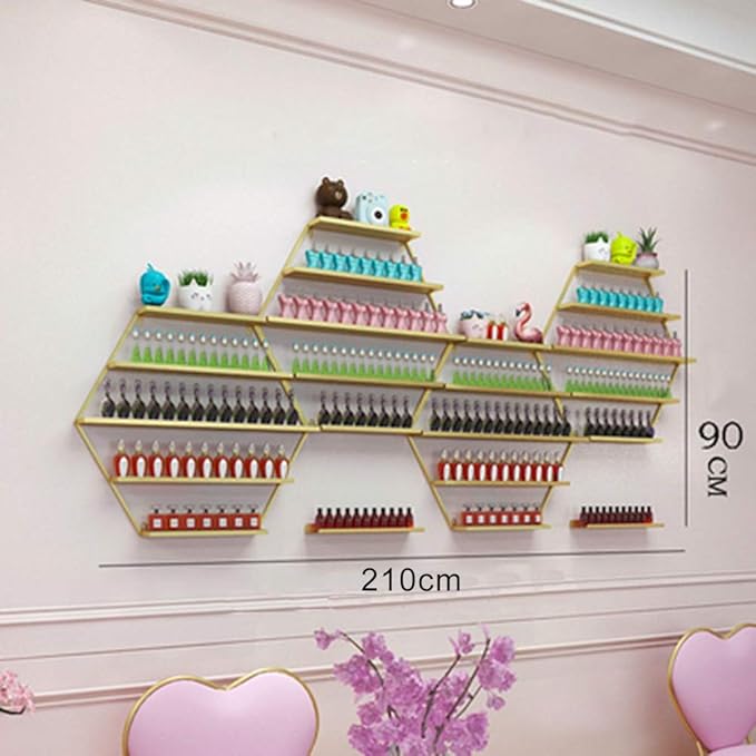 Metal Wall-Mounted Nail Polish Shelf and Essential Oil Rack, Used in Nail Salon, Beauty Salon, Home Perfume/Cosmetics/Beauty Supplies/Spices Collection Display Rack