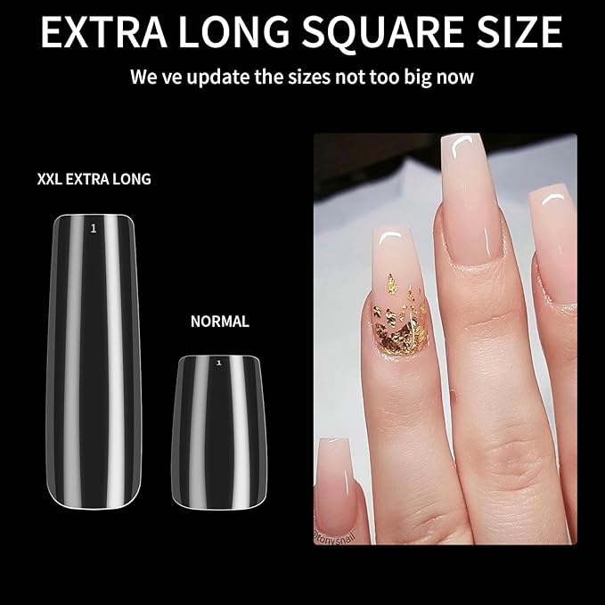 240 Pcs Clear Full Cover Nail Tips for Acrylic Nails Professional, Coffin Fake False Ballerina French Acrylic Nail Tips Extension for Salon Manicure Home DIY