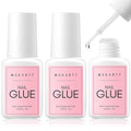 Makartt Super Strong Nail Glue for Acrylic Nails: 7ML 3 Pcs Brush on Nail Glue for Nail Tips Press On Nails Ultra Quick, No UV Lamp, Long-Lasting Hold for Nail Tips, Quick At-Home Manicure