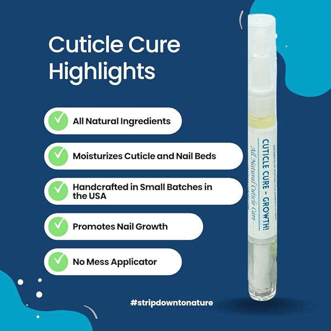 Cuticle Cure GROWTH Nail Oil Cuticle Pen w/Vitamin E & Apricot Oil Nail Strengthener – Nail Growth Treatment for Brittle Peeling Breaking Thin Nails – Stocking Stuffer Idea
