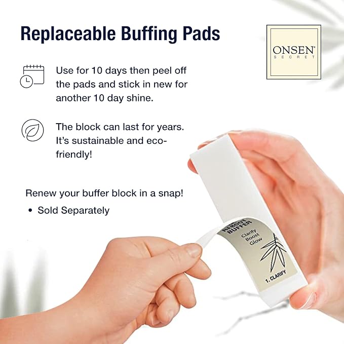 Onsen Secret Professional Nail Buffer Block | 4-Way Buffing for Natural Shine & Healthy Natural Nails - Includes 2 Extra Shine Pads, Salon-Quality, Post-Gel & Acrylic Recovery | 3 Pack