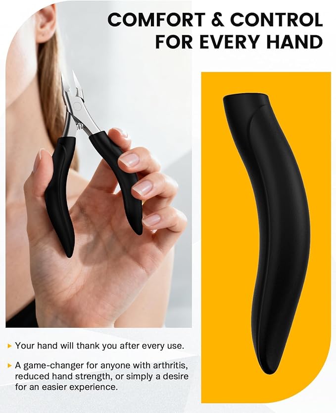 BEZOX Professional Toenail Clippers - Heavy Duty Toe Nail Clippers for Thick Toenails & Ingrown Nails | Long Handle Nails Clipper for Seniors with Comfort Grip & Ultra Sharp Blade - Black
