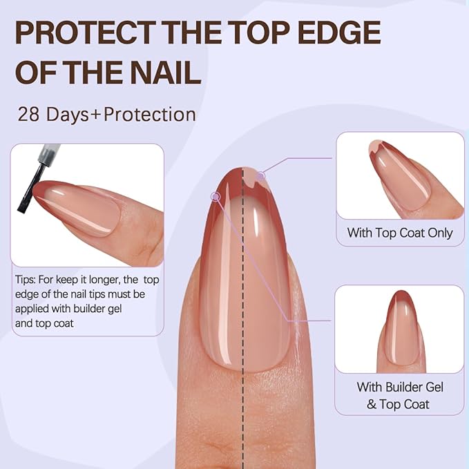 Misssix XBASICTIPS French Tip Press On Nails, 300Pcs Medium Almond French Gel Nail Tips, Soft Gel Pre-shaped No Need to File 3 in 1 Tips, Fake Nails for Nail Art DIY Extension Designs 15 Sizes