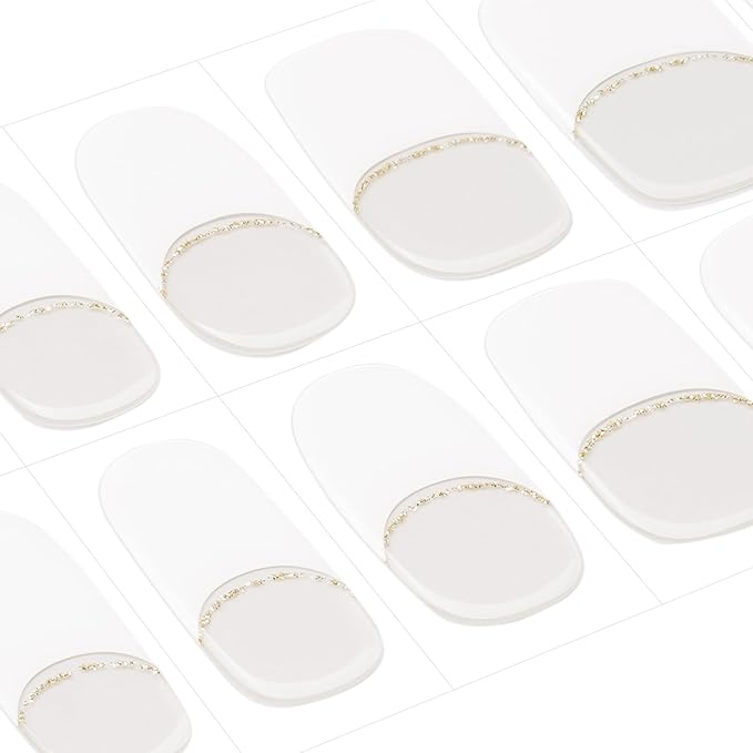 DANNI & TONI Semi Cured Gel Nail Strips French (Chic Line) Glitter French Line Gel Nail Wraps 28 Stickers