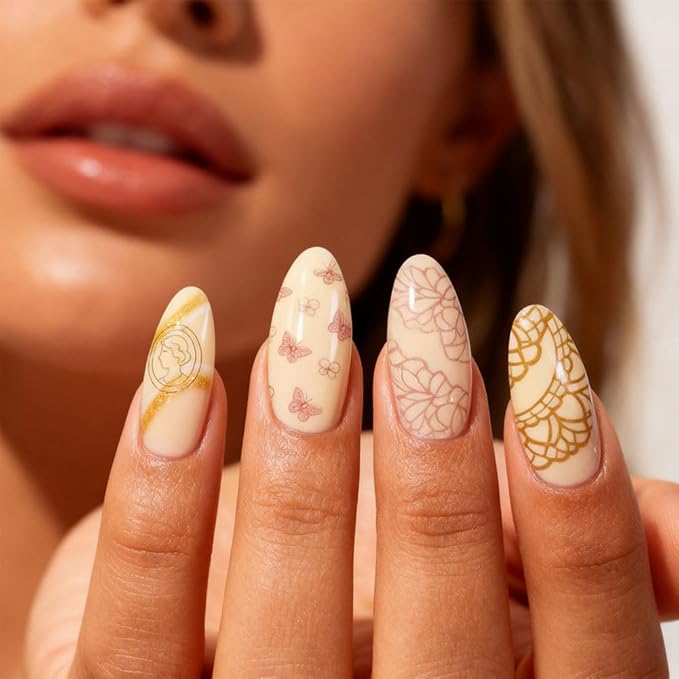 PH PandaHall 3pcs Tulip Nail Stamping Plate Vintage Mirror Nail Art Templates Picture Frame Manicures Image Plates Flower Nails Art Stencils Nail Stamper for Women Print Manicures Salon Design