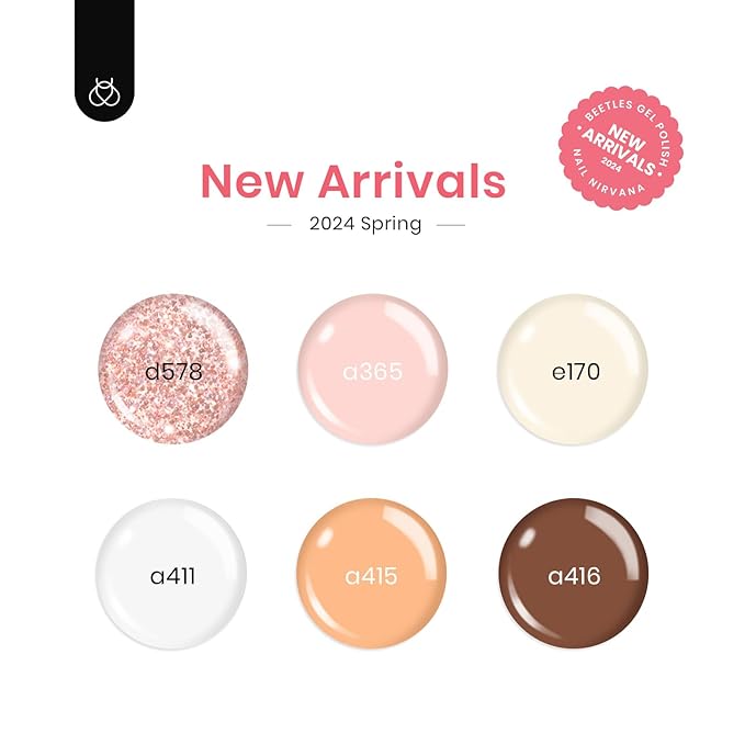 Beetles Gel Nail Polish Set, 6 Colors Nude Brown Pink Milky White Glitter Gel Polish Set Soak Off Uv Led Lamp Manicure Gifts for Women