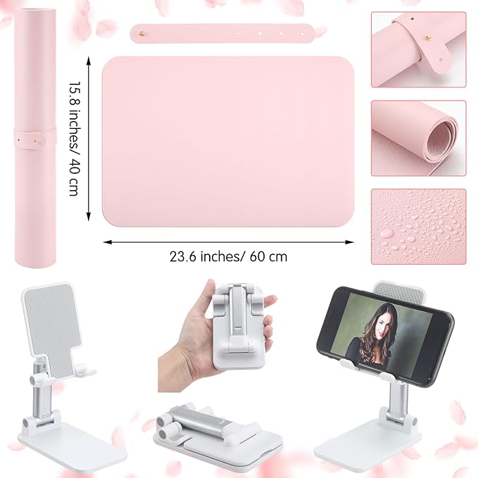 Demissle 3 Pcs Nail Art Tools and Accessories Include 1 Detachable Big Arm Rest for Nails Cushion, 1 Nail Art Table Mat, 1 Cell Phone Stand, for Manicure Technician Salon Home Use
