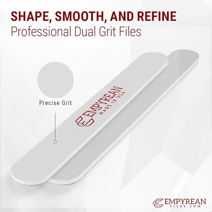 Empyrean Premium Nail Files | Made in USA | Fine 220/320 Extra Fine | Professionals Choice | Disinfectable Washable Reusable | Dark Blue Nail File