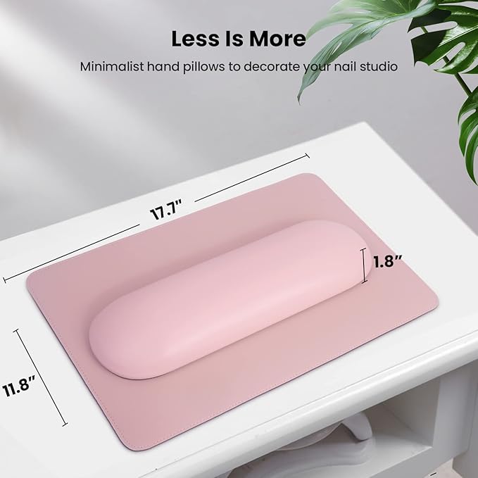 Nail Arm Rest Pillow and Mat Luxury Salon Manicure Armrest Cushion Nail Art Hand Holder Manicure Hand rest Cushion Pad Tool for Nail Tech Manicurist (With Mat, Pink)