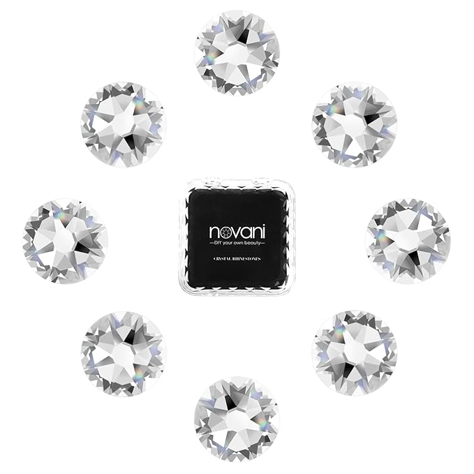 Novani 720pcs Clear Rhinestones Flat Back Round Rhinestone Style 2088 Sparkly Crystal Gemstones for Nail Art and Crafting,S16(3.8-4.0mm
