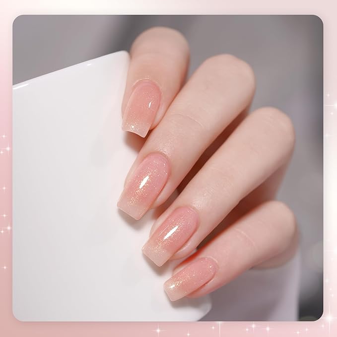 GAOY Nude Jelly Gel Nail Polish of 6 Milky Pink Brown Shimmer Colors Sheer Gel Polish Kit for Salon Manicure and Nail Art DIY at Home