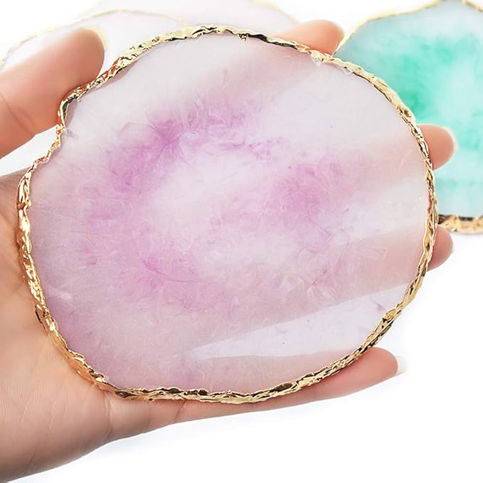 AKOAK 1 Pack Natural Resin Agate Phnom Penh Nail Glue Palette Crystal Edge Shooting Props Toning Works Display Board Tool (Light purple)
