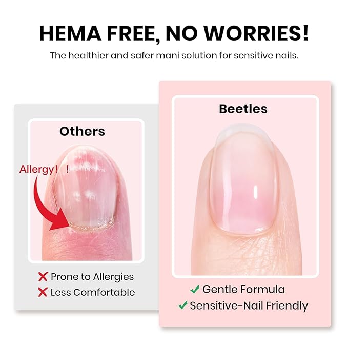 Beetles HEMA-Free Nail Glue & No-Wipe Top Coat Set, 2Pcs 15ml TPO-Free Strong Hold for Press-On Nails & Nail Tips, Easy Soak-Off, Mirror-Shine, Beginner-Friendly & Gentle for Sensitive Nails