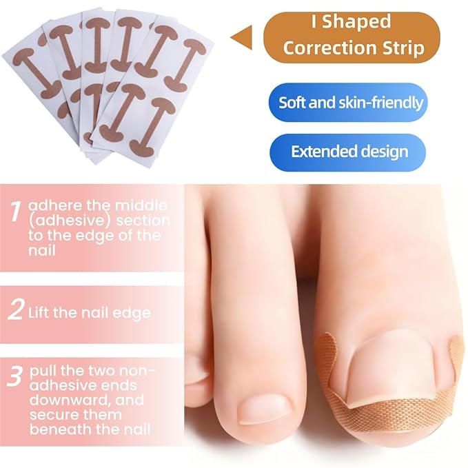 Ingrown Toenail Corrector Set, with Breathable Strips, Painless File & Lifter, Pedicure Tools for Men and Women