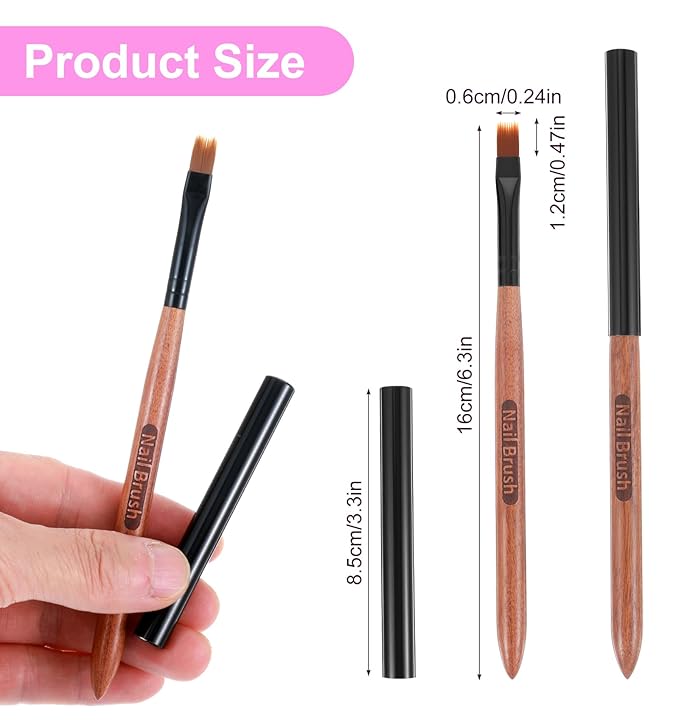 2Pcs Ombre Nail Brush, Precise Gradient Painting Brushes Ombre Nail Brush for Acrylic Nails Manicure Design Tool for DIY & Salon, Handle Thicken Ergonomic