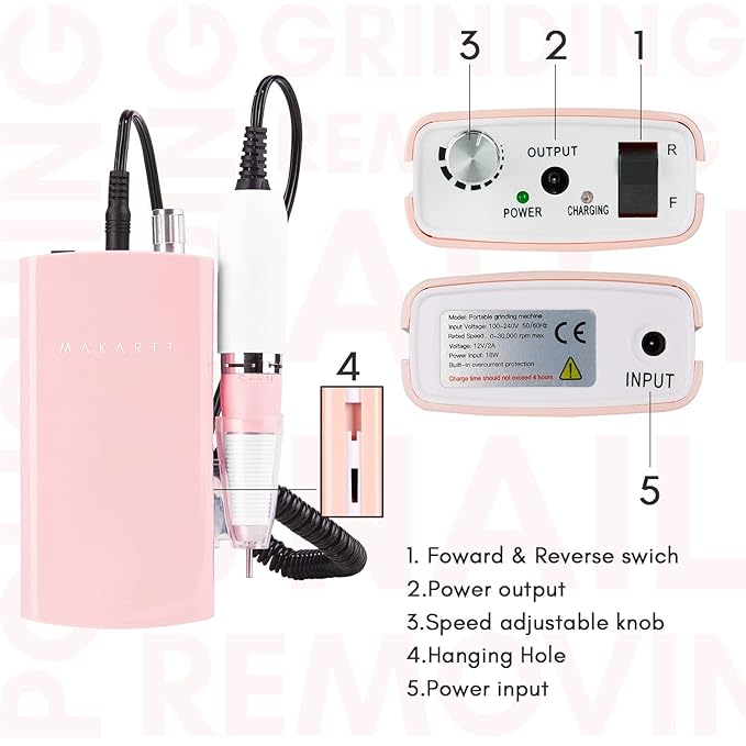 Makartt Nail Drill Bits Holder Dustproof Stand Displayer Bundle With MALORY 30000RPM Rechargeable Nail Drill Machine