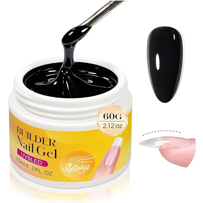 Builder Gel for Nails, 60g Transparent Hard Gel for Nail Extension with 10 Nail Forms, Strengthener & Thickening, UV LED Lamp Cured Sculpture, Repair Broken Nails, Salon DIY Manicure Kit