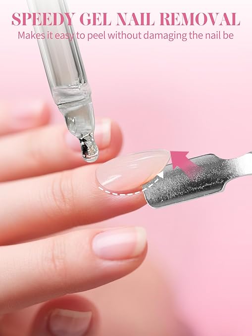 EBANKU 60ML Nail Glue Remover, Press On Nail Remover Quick Easy Removal, False Nails Adhesive Debonder with Cuticle Pusher, Non-Acetone Gentle Off for False Tips