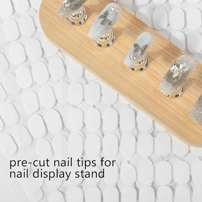 600 Pcs False Tip double sided Adhesive tapes, Pre-cut (13×8mm) Nail Display Strips for Nail Art Display Stand Practice Nail Holder and Nail Color Chart Display Book