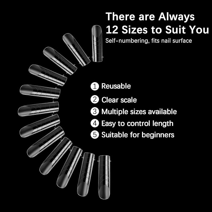 120 Pcs Poly Extension Gel Dual Nail Forms With Scale Builder Coffin Nail for Gel Manicure Art Design Salon DIY at Home (Long Square Head Frosted Dual Forms Set)