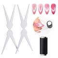 MelodySusie Cat Eye Gel Nail Polish Magnet Set, 2 in 1 Scissor-shaped Nail Magnet Tool,French Effect Cat Eye Magnet, Nail Design Tools for Salon and DIY at Home