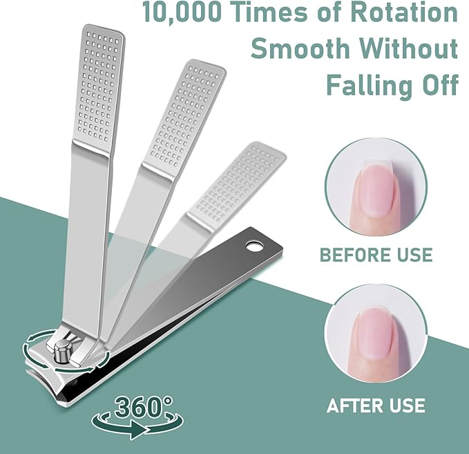 HOFASON 8 Pcs Large Curved Nail Clippers Set for Women Men Easter Stuffers, Stainless Steel Bulk Fingernail Toenail Clipper for Stocking Stuffers, Travel Manicure Pedicure Trimmer Kit