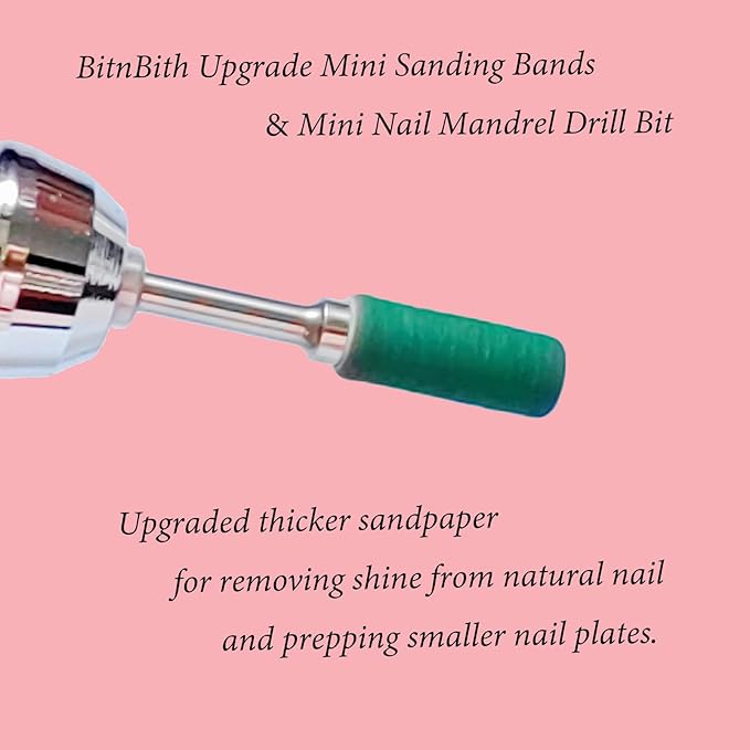 100pcs Small Nail Sanding Bands, 3.1mm Mini Nail Sanding Mandrel Bits 120 Grit Medium Nail Drill Bits for Nail File Acrylic Nails Gel Manicure Pedicure Nail Prep Salon Supplies,Green
