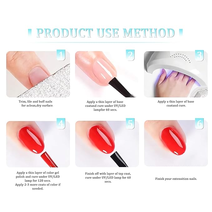 15ML Pastel Blue Gel Nail Polish, Light Blue Gel Polish, Same Color Same Bottle,High Gloss U V Soak Off Nail,DIY Sparkle Manicure Salon