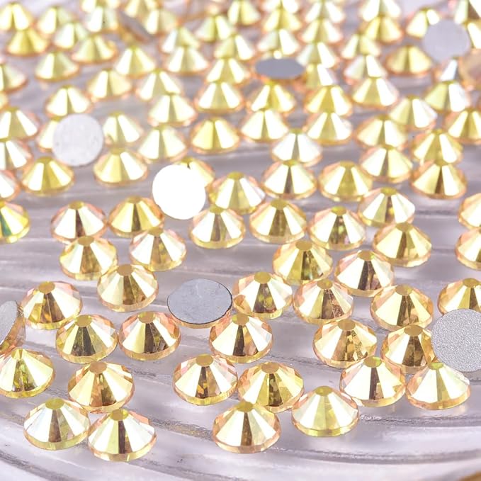 Blinginbox 1440Pieces SS10/2.7-2.9mm Flat Back Crystal Rhinestones Round Gems for Nail Art,Sunshine