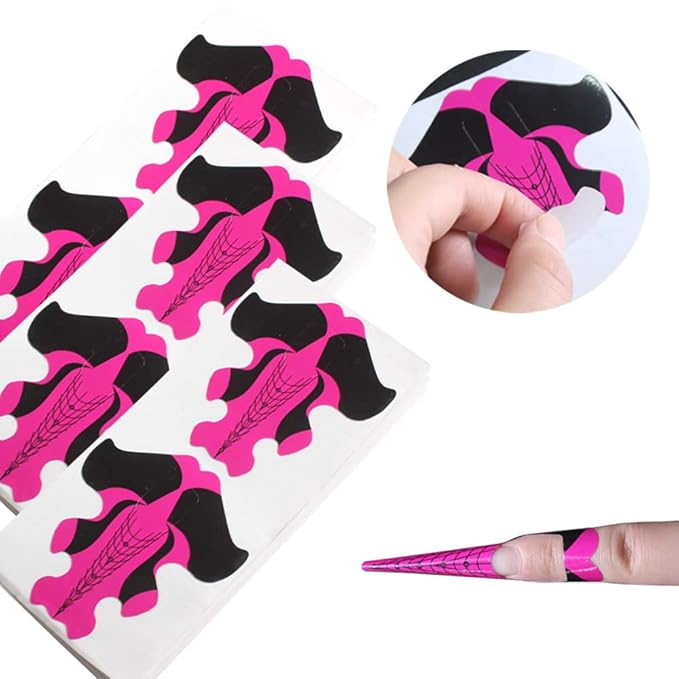 Yigo 100Pcs Nail Form Extension Sticker Self-Adhesive Nail Tips Guide, Gel Nail Stickers for Poly Gel/Extension/Acrylic Nail Molds Builder, Nail Art Equipment for Salon