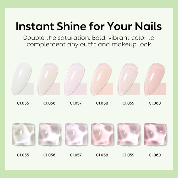 Luxbon 7 IN 1 Builder Base Color Gel Nail Polish Set, 6 Colors Nail Extension Enhancement Nude Gel Polish Pink Peach Nail Polish for Nails UV LED Soak Off Nail Art Design Gifts for Women Kit 010