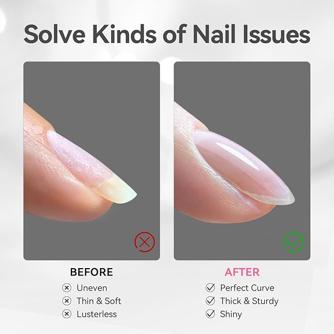 Born Pretty Builder Gel 8-in-1, 2PCS 15ML Clear Builder Nail Gel Set, Transparent Extension Rhinestone Glue for LED Lamp Cured for Nail Thickening