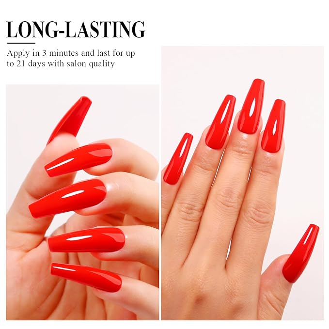 Imtiti Neon Red Gel Nail Polish, 0.5 Fl Oz Bright Red Gel Polish Soak Off Spring Summer DIY Nail Art Starter Manicure Salon