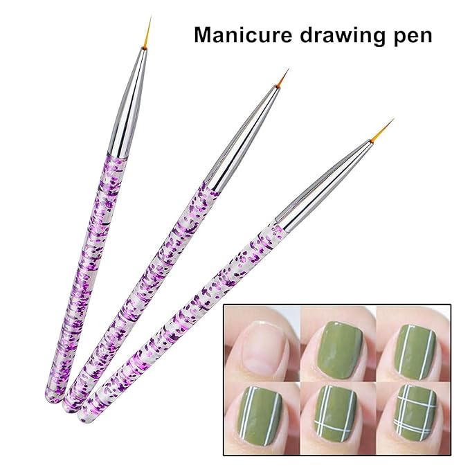3 Pcs Blue Nail Art Liner Brushes Nail Art Supplies UV Gel Painting Acrylic Nail Art Brushes for Home Salon Valentine's Day/Mother's Day/Wedding/Anniversary/Party/Graduation/Christmas/Birthday Gifts