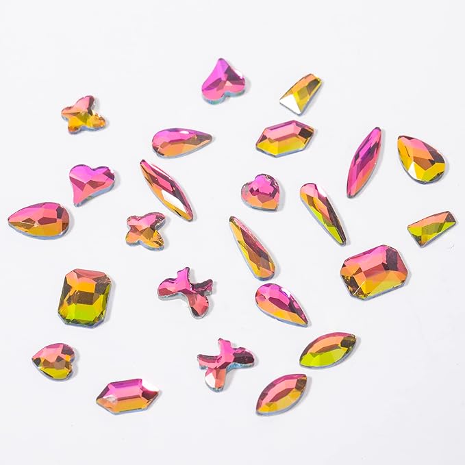 Nail Rhinestones Kit 9080PCS Flatback Rhinestones for Nail Crystals Decoration Nail Hearts Multi Shapes Mix Size Metal Beads Pearl Gold Silver with Glue Gel and Pen Brush Tweezers (Flame Red)