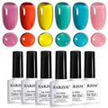 RARJSM Amber Jelly Gel Nail Polish Set 6pcs Clear Glazed Stained Glass Rose Pink Red Blue Green Yellow Series Crystal Transparent Sheer Gelpolish Curing Requires Soak off Home Salon Manicure