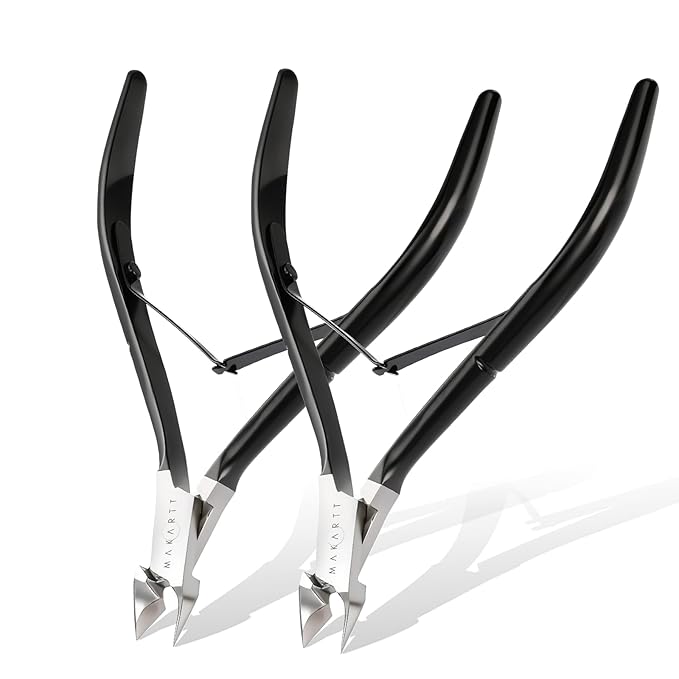 Makartt Cuticle Nipper - 7mm Full Jaw Stainless Steel Professional Cuticle Trimmer, Double Spring, Ergonomic & Portable Manicure Tool for Nail Care, Home DIY& Salon Use (Black, 2Pcs)