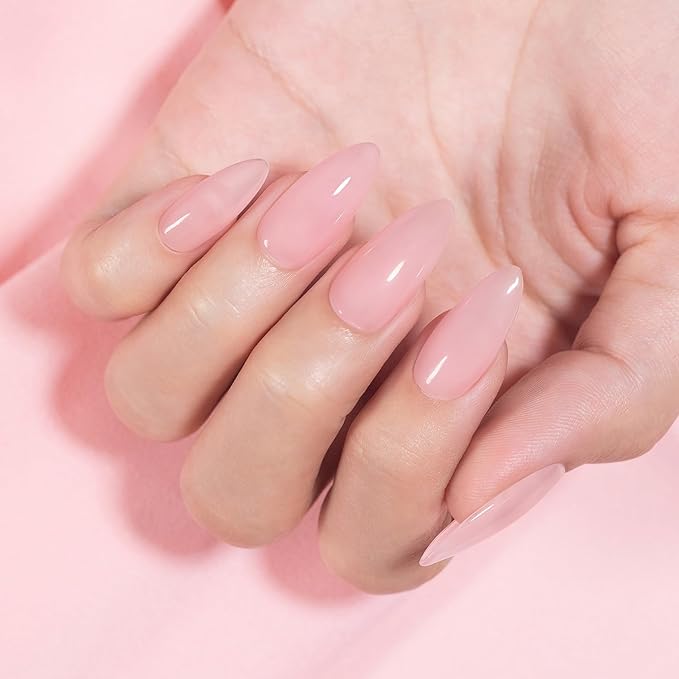 RARJSM Light Pink Rubber Base Gel Nail Polish Nude Skin Tone Rubber Base for Nails Natural Nude Color French Manicure Brush on Builder Extend Gel Soak Off Curing Requires 15ml Salon Home DIY Use