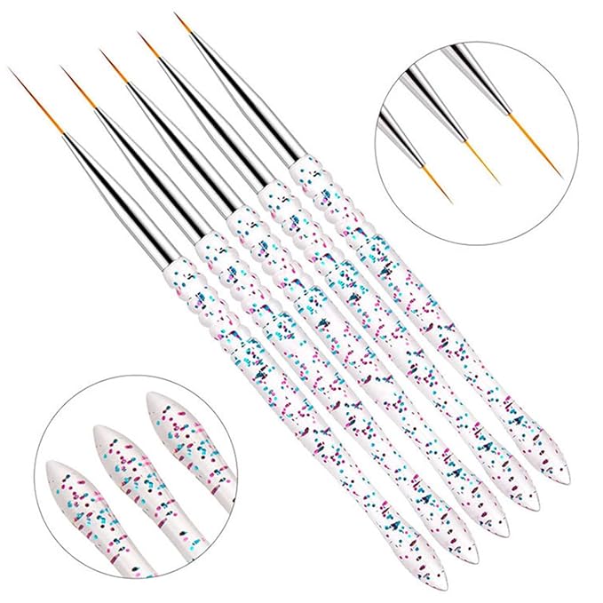 Nail Dotting Tools Kit - 10 Pcs, 5 Double-end Tools, 5 Nail Liner Brushes