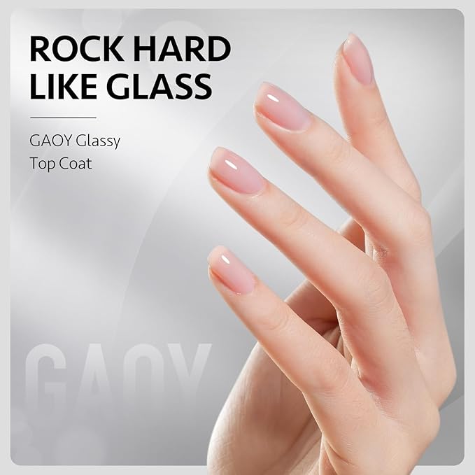 GAOY Gel Top Coat, Nail Strengthener and Base Coat Set, 3 Pcs 16ml Clear Glossy No Wipe Combination for UV Light Cure Gel Nail Polish